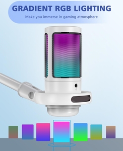 Micrófono USB Cardioide Blanco RGB para Juegos, Nuevo y Económico, con Soporte de Escritorio para PC, Grabación y Podcast, 2026 - Product Image 3