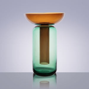 गर्म बिक्री न्यूनतम ग्लास मशरूम के साथ घर की सजावट के लिए अनियमित आकार बेलनाकार मोटी रंग ग्लास <span class=keywords><strong>vase</strong></span> - Product Image 3