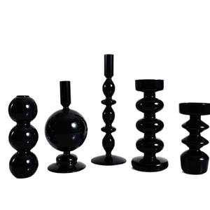 Estilo Europeo Americano en línea Celebrity Homestay Cafe Art Florero Adornos Personalizado Candelabro de vidrio negro - Product Image 1