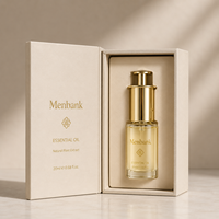 Flacon compte-gouttes rond en verre vide de 20 ml/30 ml/40 ml/50 ml/60 ml avec boîte en papier, logo personnalisé, marquage à chaud, vente en gros