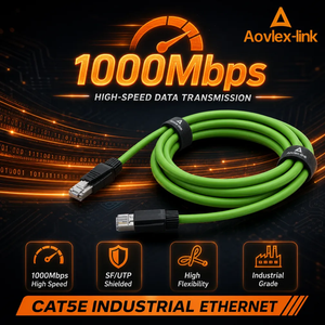 Ensemble de câbles <span class=keywords><strong>Ethernet</strong></span> RJ45 de catégorie 5e SF/UTP Câble industriel extérieur RJ45 mâle 24AWG toronné Câble réseau High Flex cat 5e - Product Image 2