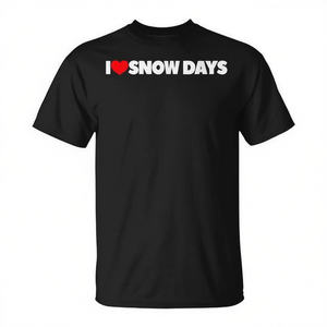 เสื้อยืด I Love Snow Days สีดำ สำหรับผู้ใหญ่ คอกลม แขนสั้น เสื้อเชิ้ตโปรโมชั่น - Product Image 2