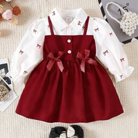 Robe chemisier à nœud papillon pour bébés filles de 0 à 3 ans, printemps et automne
