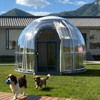 Dôme géodésique de luxe pour l'extérieur, tente transparente pour le glamping, vue panoramique à 360 degrés, idéale pour les centres de villégiature et les restaurants