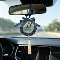 Décoration Ramadan, pendentif de voiture en cristal de luxe, ornement de rétroviseur style Moyen-Orient, finition brillante, 7 cm
