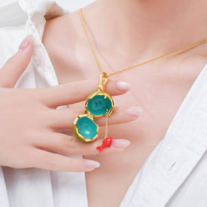 Pendentif boule de noix de <span class=keywords><strong>coco</strong></span> verte en émail 3D, collier poisson rouge ouvrable - Product Image 2