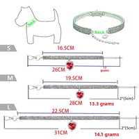 Collier pour chat et collier pour chien en forme de cœur avec strass goutte d'eau, fermoir mousqueton, bijoux toutes saisons, vente en gros