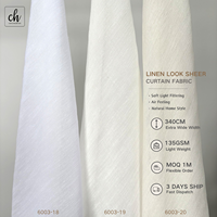 Tissu de rideau transparent effet lin série 6003 en gros, 100 % polyester, voile de poids moyen, filtrant la lumière pour fenêtre