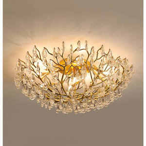 Hôtel de mariage de haute qualité Luxueux or laiton branche cristal goutte de pluie lustre de plafond moderne - Product Image 1