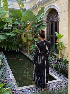 Nouveau Style Boho Belle Kimono Robe Vintage D'été Floral Bohème Tie Dye Naturel Vacances Long Kimono Surdimensionné Longueur Tissé - Product Image 3