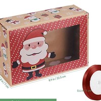 Nouvelle boîte d'emballage en papier Kraft pour gâteau et biscuits au four de la veille de Noël avec portefeuille d'estampage de fenêtre en PVC pour offrir des cadeaux