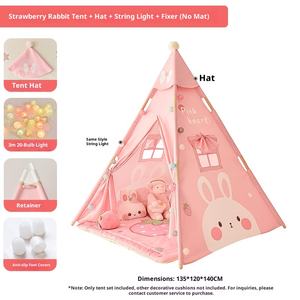 Tente <span class=keywords><strong>tipi</strong></span> pour enfants en toile de coton respectueuse de l'environnement avec étoiles lumineuses monocouche quatre saisons étui de transport - Product Image 6