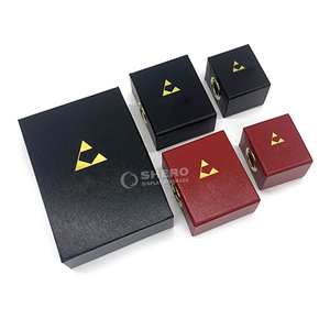 Boîte à bijoux de luxe en cuir PU avec tiroir pour bagues de mariage, personnalisable avec logo estampé à chaud - Product Image 3