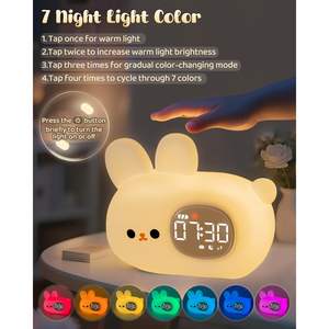 Reloj Despertador con Luz Blanca Rectangular de Silicona Recargable, Luz Nocturna para Niños, Entrenamiento del Sueño, Especial para Mesa - Product Image 4