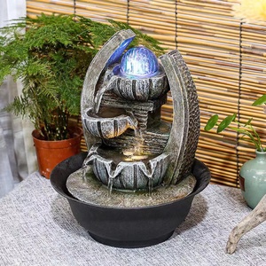 Ev dekor ofis Feng Shui çeşme 3 katmanlı şelale kristal toplu reçine el sanatları masa üstü kapalı su çeşmesi - Product Image 6