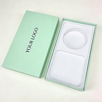 Boîte cadeau avec couvercle et base recyclables, doublée d'éponge, logo personnalisé, carton rigide mat, accessoires pour téléphone portable, emballage pour écouteurs