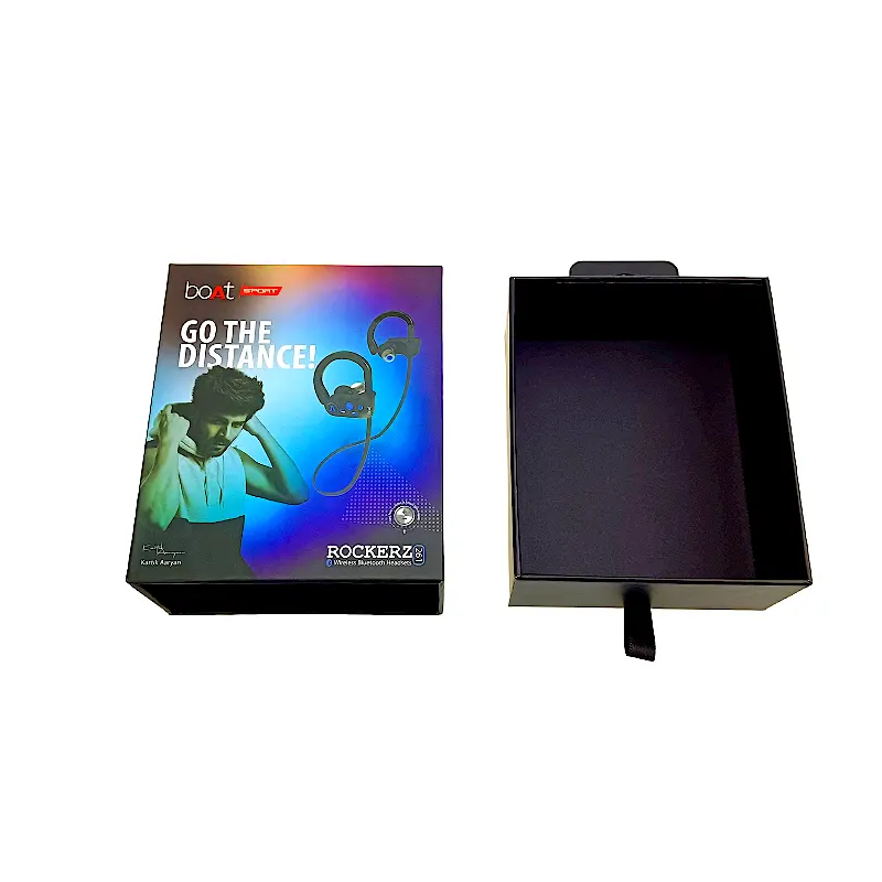 High Grade Custom Black Rigid Luxury Gift Box Custom Paper Box Wireless Earphone Packaging Sliding Drawer Box