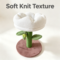 Arbre à chat interactif en forme de cactus mignon avec poteau en sisal vert, lit de repos fleur blanc et boule suspendue