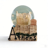 Boule à neige artisanale en résine, Acropole de Athènes, avec inscription « Athènes », pour souvenirs touristiques et décoration intérieure