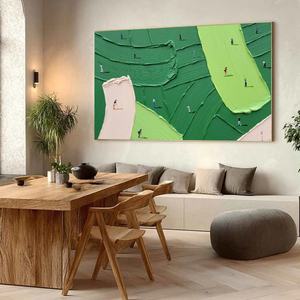 Peinture à l'huile Impasto personnalisée verte sur toile, texture sportive minimaliste, art mural abstrait pour une décoration intérieure apaisante - Product Image 4