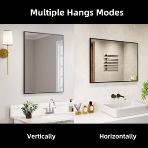 Fabbrica all'ingrosso muro Hotel wc 24 pollici moderno grande quadrato 24X30 nero incorniciato vanità nero incorniciato specchio bagno nero - Product Image 6