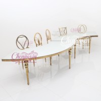 Fabrication Usine Vente Chaude Chaises et Tables de Luxe Blanches en Acier Inoxydable Forme Courbe pour Mariages et Événements