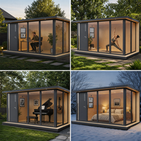 COCOVIA Studio de jardin modulaire 4,4 m en aluminium, bureau préfabriqué pour l'arrière-cour, cabine isolée moderne pour les centres de villégiature et l'hôtellerie