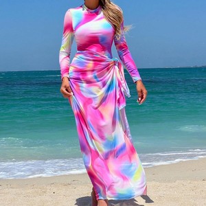 Nouveau Burkini Trois Pièces <span class=keywords><strong>Ezan</strong></span> Multicolore Sexy pour Femme, à Manches Longues, Imprimé Dégradé, en Tissu Non Tissé à Mémoire de Forme, Style Moyen-Orient - Product Image 2