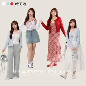 Cárdigan de punto calado de lana para mujer Happy Plus, talla grande, grosor medio, antipilling, estilo universitario sencillo - Product Image 3