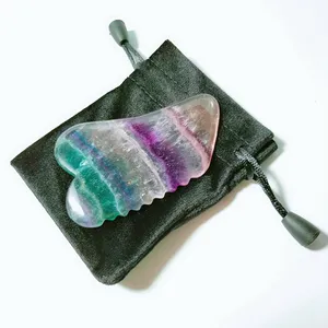 Diy Label pribadi 100% alami Anti penuaan kecantikan wajah kulit GuaSha alat kerokan Fluorite giok Gua Sha Set batu Kit hadiah