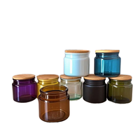Vente en gros de pots à bougies en verre de luxe à étiquette privée avec couvercle en bois pour la fabrication de bougies