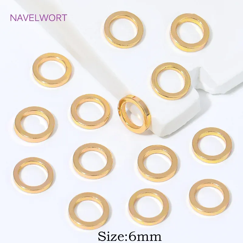 Flat Plate Rings 20Pcs 18K Gold Plated Round Flat Closed Rings Jump Rings,Connector ...