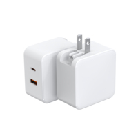 Cargador GaN de 65W, Tipo-C USB-A PD 3.0 QC, Carga Rápida, Diseño Plegable, Certificado EN62368