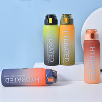 Leejo 2023 nouveau produit 1000ml marqueur de temps sport bouteilles d'eau en plastique avec poignée 1litre bouteille d'eau de surface mate