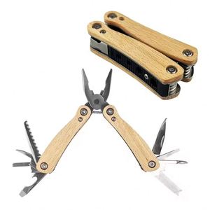 Pince coupante pliante multifonction à poignée en bois, avec logo personnalisé imprimé, pour produits en bambou, à verrouillage par sertissage - Product Image 4