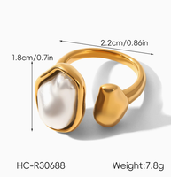 Bijoux tendance de luxe Woying, bagues en perles baroques pour femmes, vintage, personnalisées, en acier inoxydable, plaquées or véritable 18 carats, design de créateur