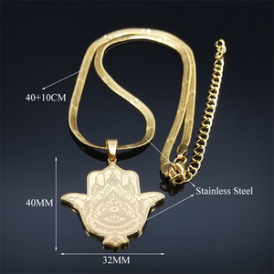 จี้ห้อยคอแฟชั่นรูปดวงตาและมือ ประดับเพชรซิร์คอน ชุบทอง 14k 18k ทำจากสแตนเลสสตีล 316L แบบวินเทจสั่งทำพิเศษ สำหรับผู้หญิง ขายส่ง - Product Image 5