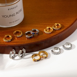 Fashion Huggie <b>Earrings</b> Crystal Rhinestone Zinc Alloy Women's Jewelry 18k Gold Plated <b>Small</b> Hoop Ear <b>Studs</b> Elegant Design - Product Image 5