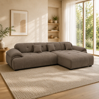 Ensemble de canapés d'angle rectangulaires modernes en tissu pour salons d'appartements et de villas, meubles de luxe avec pieds en bois