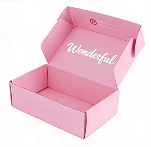 Boîtes d'expédition en carton ondulé personnalisées pour emballages cadeaux roses avec impression sur mesure - Product Image 2