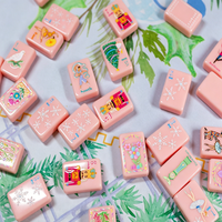 Tuiles de Mahjong Américaines Minimalistes à Couche Unique avec Motif Arbre de Noël en Acrylique pour le Divertissement