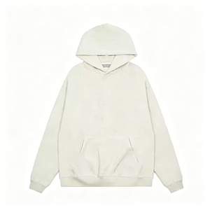 เสื้อฮู้ดดี้ผู้ชายคุณภาพสูง ทรงโอเวอร์ไซส์ ผ้าฟลีซหนานุ่ม ไหล่ตก สีพื้น แต่งลายตัวอักษรยางแบบคลาสสิก สไตล์สตรีทแวร์ - Product Image 6