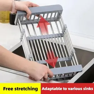 Égouttoir à vaisselle extensible en métal pour cuisine, panier multifonctionnel pour séchage de la vaisselle, vente en gros - Product Image 5