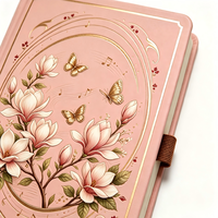 Carnet de notes personnalisé A5 en PU rigide rose avec bordure dorée et élastique – Journal cadeau