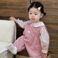 Ensemble Barboteuse et Pantalon en Coton pour Bébé Fille, Vêtements Enfant Personnalisables avec Logo OEM, Tenue 2 Pièces Manches Longues Printemps Automne