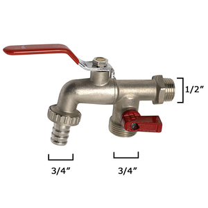 Rubinetto da Giardino con Doppia Sfera e Tubo 1/2" x 3/4" x 3/4" Verticale - Product Image 2