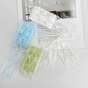 Hot Sale Ethereal 4cm 5 Yards Grid Star Embroidered Lace <b>Ribbon</b> for <b>Wedding</b> Gift Wrapping & Bridal Bouquets - Product Image 1