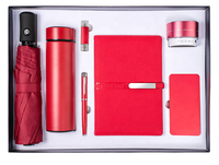 Carnet souvenir 5 en 1 avec logo personnalisé vip avec stylo 2023 ensembles de journal + parapluie avec boîte + flacon sous vide + clé usb