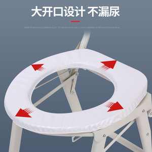 Folding Commode <b>Chair</b> With Backrest Round <b>Blue</b> Basin For Elderly And Pregnant Women Home Use - Product Image 3