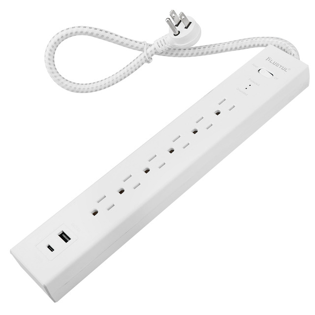 CR- 018 Universal American Power Strip Surge Protector 6 Outlets 3ft 6ft Extension Cord Reset Power Switch ETL Certification